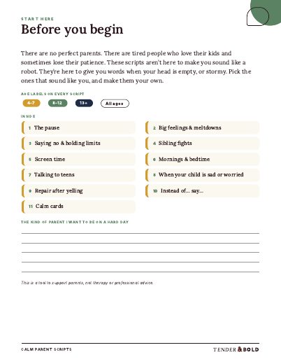 Inside page preview of Calm Parent Scripts