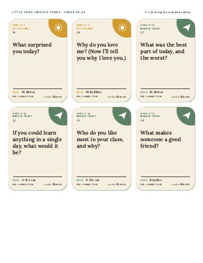 Inside page preview of Kid Connection Cards