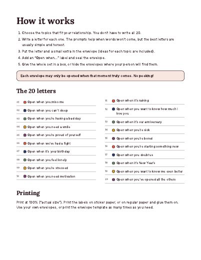Inside page preview of Open When Letters