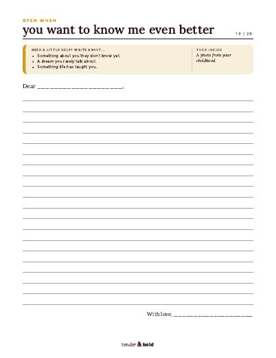 Inside page preview of Open When Letters